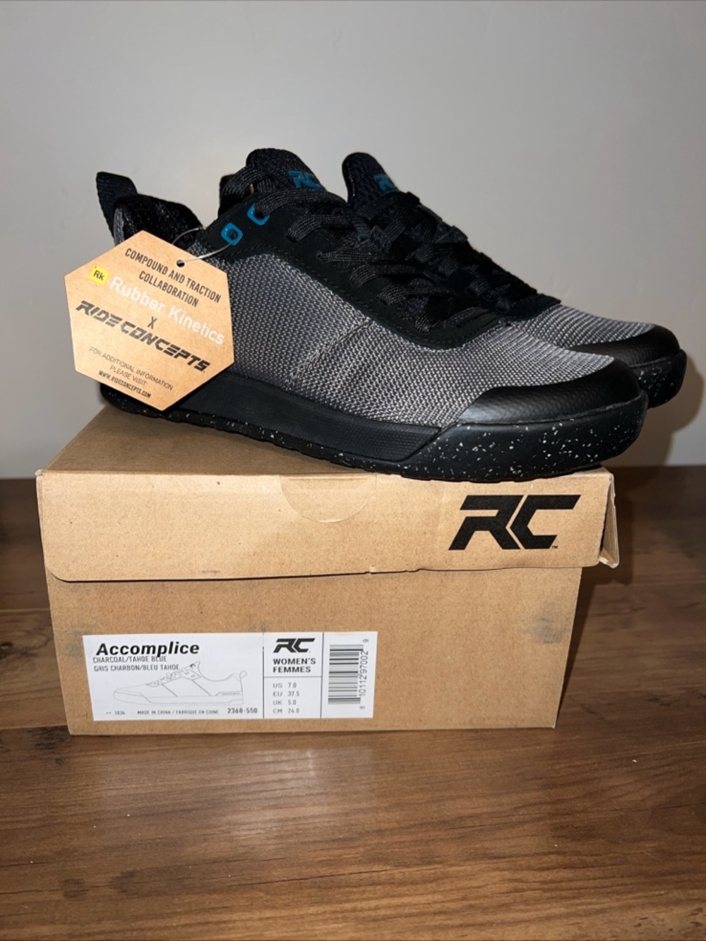 Ride Concepts Accomplice Womens 7 & 8 Gray Black Performance Shoes